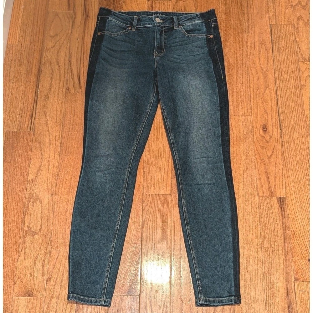 Y2K Dark Wash Skinny Jeans Mid Rise Level 99 Anthropologie Size 30 Premium Denim